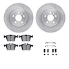 6612-11107 Brake Rotors w/5000 Euro Ceramic Brake Pads Kit with Hardware, 2015-2020 Multiple Makes/Models, Position: Rear