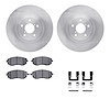 6612-13042 Brake Rotors w/5000 Euro Ceramic Brake Pads Kit with Hardware, 2002-2008 GM, Position: Front - image 1