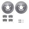 6612-13460 Brake Rotors w/5000 Euro Ceramic Brake Pads Kit with Hardware, 1998-1998 Audi/Volkswagen, Position: Rear - image 1