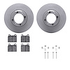 6612-16015 Brake Rotors w/5000 Euro Ceramic Brake Pads Kit with Hardware, 1969-1974 Alfa Romeo, Position: Front