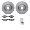 6612-20075 Brake Rotors w/5000 Euro Ceramic Brake Pads Kit with Hardware, Fits Select Jaguar, Position: Front