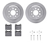 6612-27007 Brake Rotors w/5000 Euro Ceramic Brake Pads Kit with Hardware, 1967-1974 Volvo, Position: Rear