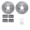 6612-27019 Brake Rotors w/5000 Euro Ceramic Brake Pads Kit with Hardware, 1975-1987 Volvo, Position: Front - image 1