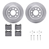 6612-27043 Brake Rotors w/5000 Euro Ceramic Brake Pads Kit with Hardware, 1974-1975 Volvo, Position: Rear - image 1