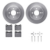 6612-27083 Brake Rotors w/5000 Euro Ceramic Brake Pads Kit with Hardware, 1993-1995 Volvo, Position: Rear - image 1