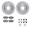 6612-27090 Brake Rotors w/5000 Euro Ceramic Brake Pads Kit with Hardware, 1995-1998 Volvo, Position: Front - image 1
