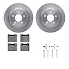 6612-27098 Brake Rotors w/5000 Euro Ceramic Brake Pads Kit with Hardware, 1996-2004 Volvo, Position: Rear - image 1