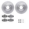 6612-27115 Brake Rotors w/5000 Euro Ceramic Brake Pads Kit with Hardware, 1998-2000 Volvo, Position: Rear - image 1
