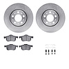 6612-27127 Brake Rotors w/5000 Euro Ceramic Brake Pads Kit with Hardware, 1999-2009 Volvo, Position: Front - image 1