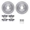 6612-27147 Brake Rotors w/5000 Euro Ceramic Brake Pads Kit with Hardware, 2004-2013 Volvo, Position: Rear - image 1