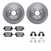 6612-27155 Brake Rotors w/5000 Euro Ceramic Brake Pads Kit with Hardware, 2007-2010 Volvo, Position: Rear - image 1