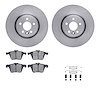 6612-27167 Brake Rotors w/5000 Euro Ceramic Brake Pads Kit with Hardware, 2007-2016 Volvo, Position: Front - image 1