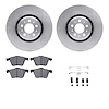 6612-27187 Brake Rotors w/5000 Euro Ceramic Brake Pads Kit with Hardware, 2003-2009 Volvo, Position: Front - image 1