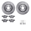 6612-27194 Brake Rotors w/5000 Euro Ceramic Brake Pads Kit with Hardware, 2007-2018 Volvo, Position: Front - image 1