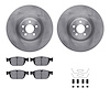 6612-27219 Brake Rotors w/5000 Euro Ceramic Brake Pads Kit with Hardware, Fits Select Volvo, Position: Front - image 1