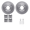 6612-31011 Brake Rotors w/5000 Euro Ceramic Brake Pads Kit with Hardware, 1969-1978 BMW, Position: Rear
