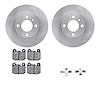 6612-31022 Brake Rotors w/5000 Euro Ceramic Brake Pads Kit with Hardware, 1977-1983 BMW, Position: Front - image 1