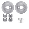 6612-31023 Brake Rotors w/5000 Euro Ceramic Brake Pads Kit with Hardware, 1977-1983 BMW, Position: Front - image 1
