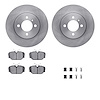 6612-31035 Brake Rotors w/5000 Euro Ceramic Brake Pads Kit with Hardware, 1984-1985 BMW, Position: Front - image 1