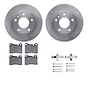 6612-31043 Brake Rotors w/5000 Euro Ceramic Brake Pads Kit with Hardware, 1976-1976 BMW, Position: Front - image 1
