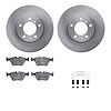 6612-31075 Brake Rotors w/5000 Euro Ceramic Brake Pads Kit with Hardware, 1987-1995 BMW, Position: Front - image 1