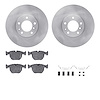 6612-31118 Brake Rotors w/5000 Euro Ceramic Brake Pads Kit with Hardware, 1995-2001 BMW, Position: Front - image 1