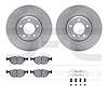 6612-31149 Brake Rotors w/5000 Euro Ceramic Brake Pads Kit with Hardware, 1995-2001 BMW, Position: Front - image 1