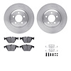 6612-31215 Brake Rotors w/5000 Euro Ceramic Brake Pads Kit with Hardware, 2002-2008 BMW, Position: Front - image 1