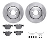 6612-31219 Brake Rotors w/5000 Euro Ceramic Brake Pads Kit with Hardware, 2002-2005 BMW, Position: Rear - image 1