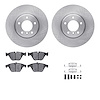 6612-31234 Brake Rotors w/5000 Euro Ceramic Brake Pads Kit with Hardware, 2004-2010 BMW, Position: Front - image 1