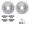6612-31235 Brake Rotors w/5000 Euro Ceramic Brake Pads Kit with Hardware, 2008-2010 BMW, Position: Front - image 1