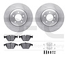 6612-31239 Brake Rotors w/5000 Euro Ceramic Brake Pads Kit with Hardware, 2004-2010 BMW, Position: Front - image 1