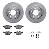 6612-31247 Brake Rotors w/5000 Euro Ceramic Brake Pads Kit with Hardware, 2004-2010 BMW, Position: Front - image 1