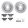 6612-31280 Brake Rotors w/5000 Euro Ceramic Brake Pads Kit with Hardware, 2005-2008 BMW, Position: Rear - image 1