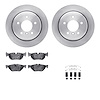 6612-31288 Brake Rotors w/5000 Euro Ceramic Brake Pads Kit with Hardware, 2006-2015 BMW, Position: Rear - image 1
