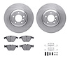 6612-31293 Brake Rotors w/5000 Euro Ceramic Brake Pads Kit with Hardware, 2007-2015 BMW, Position: Front - image 1