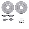 6612-31364 Brake Rotors w/5000 Euro Ceramic Brake Pads Kit with Hardware, 2011-2016 BMW, Position: Front - image 1