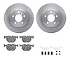 6612-31438 Brake Rotors w/5000 Euro Ceramic Brake Pads Kit with Hardware, 2000-2006 BMW, Position: Rear - image 1