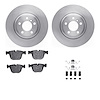 6612-31453 Brake Rotors w/5000 Euro Ceramic Brake Pads Kit with Hardware, 2007-2019 BMW, Position: Rear - image 1