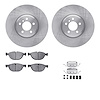 6612-31469 Brake Rotors w/5000 Euro Ceramic Brake Pads Kit with Hardware, 2008-2019 BMW, Position: Front - image 1