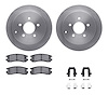 6612-47046 Brake Rotors w/5000 Euro Ceramic Brake Pads Kit with Hardware, 2001-2007 GM, Position: Rear - image 1