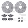 6612-54011 Brake Rotors w/5000 Euro Ceramic Brake Pads Kit with Hardware, 1993-1997 Ford/Lincoln/Mercury/Mazda, Position: Front - image 1