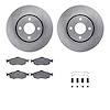 6612-56011 Brake Rotors w/5000 Euro Ceramic Brake Pads Kit with Hardware, 1998-2002 Ford/Lincoln/Mercury/Mazda, Position: Front - image 1