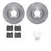 6612-63011 Brake Rotors w/5000 Euro Ceramic Brake Pads Kit with Hardware, 1963-1967 Mercedes-Benz, Position: Front