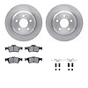 6612-63290 Brake Rotors w/5000 Euro Ceramic Brake Pads Kit with Hardware, 2003-2017 Mercedes-Benz, Position: Rear