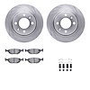 6612-65015 Brake Rotors w/5000 Euro Ceramic Brake Pads Kit with Hardware, 1986-1998 GM, Position: Rear - image 1