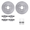6612-65019 Brake Rotors w/5000 Euro Ceramic Brake Pads Kit with Hardware, 1988-1998 GM, Position: Front - image 1