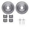 6612-68011 Brake Rotors w/5000 Euro Ceramic Brake Pads Kit with Hardware, 2003-2008 Infiniti/Nissan, Position: Rear - image 1