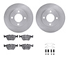 6612-73009 Brake Rotors w/5000 Euro Ceramic Brake Pads Kit with Hardware, 1989-1991 Audi/Volkswagen, Position: Front - image 1