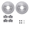 6612-73035 Brake Rotors w/5000 Euro Ceramic Brake Pads Kit with Hardware, 1984-1995 Audi/Volkswagen, Position: Rear - image 1